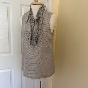 COPY - J Crew Silk Black & White Ruffle Front Sleeveless Blouse